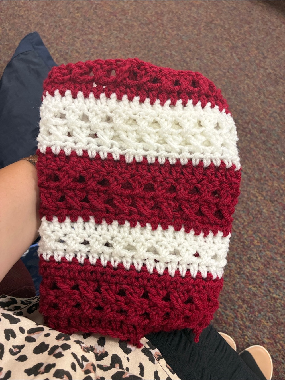 Hand Crafted Red and White Crochet Bible case